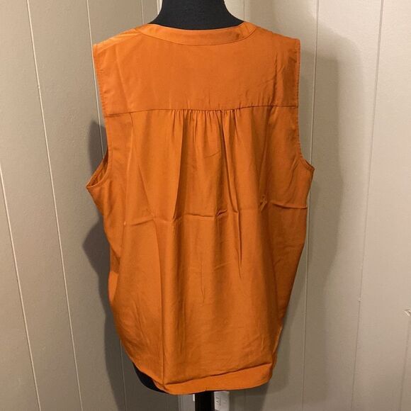 NWT J Crew Blood Orange Extra Large Popover Tank Button Up V Neck Round Hem - Picture 6 of 8